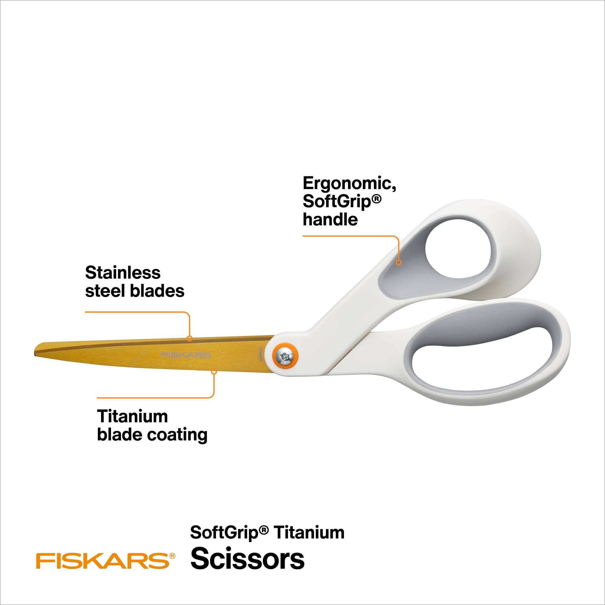 6 Pack: Fiskars® SoftGrip® 8" Titanium Scissors